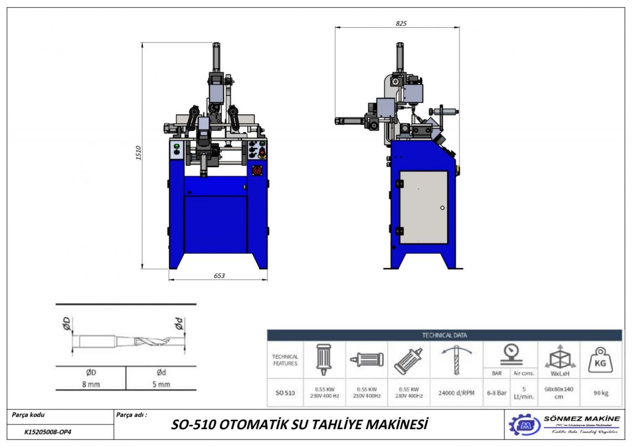 AUTOMATIC PVC PROFILE WATER SLOT DRILLING MACHINE SO-510 SO-510